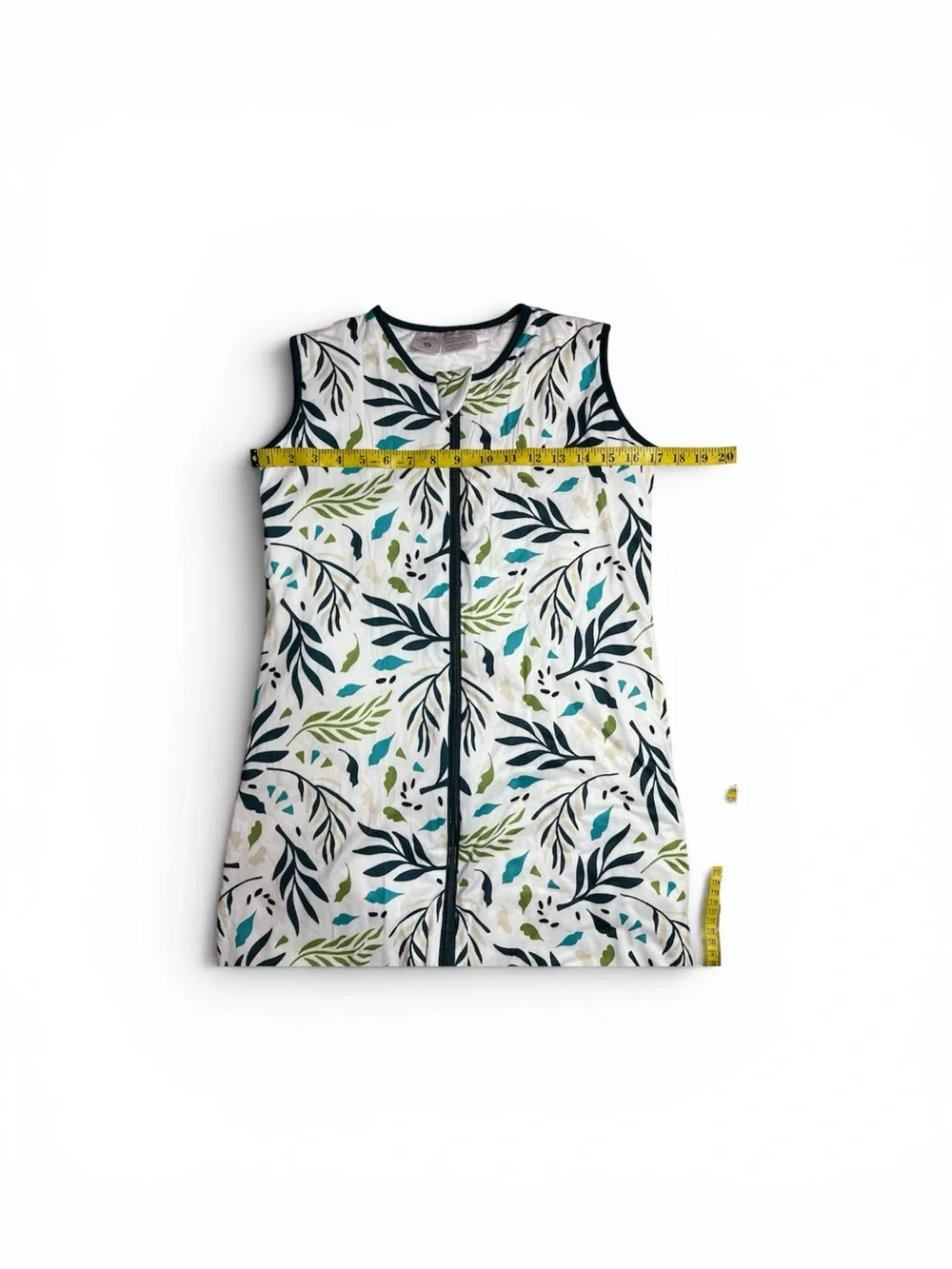 Sleeveless Leaf-Print Kids Sleep Sack in White & Teal